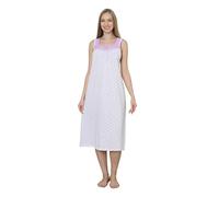 Trifolium Women's Turkish Cotton Sleeveless Nightdress: Elegant Floral Elegance Pink UK 10-12 Factory LabelM (NT015-M-PK)