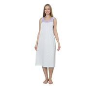 Trifolium Women's Turkish Cotton Sleeveless Nightdress: Elegant Floral Elegance Purple UK 10-12 Factory LabelM (NT015-M-PP)