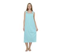 Trifolium Women's Turkish Cotton Sleeveless Nightdress: Elegant Floral Elegance Turquoise UK 18-20 Factory XXXL (NT044-XXXL-TQ)