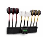 Triformia Dart Holder Wall Mounted - Holds 9 Darts | Includes Dartboard Spirit Level | Easy Install Marking Guides & Screw Spacer | Dart Storage Rack for Home Dart Setup