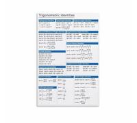Trig Identities Poster Quick Reference Chart Canvas Wall-Art Print Trigonometric Functions Pythagorean Reciprocal Quotient Identities Precalculus Calculus Math Student Gift