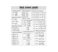 Trig Identities Reference Chart Canvas Print Math Education Wall-Art Poster For Study Room Home Office(Framed,16X24inch(40X60cm))