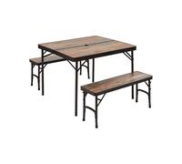Trigano - Camping furniture set - Table Bois Flotté + 2 Bancs in Wood - Brown Brown one size