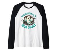 TRIGEMINAL Neuralgia Awareness Boo Sheet Ghost Halloween Raglan Baseball Tee