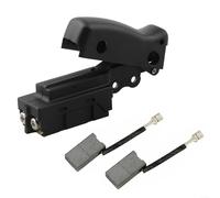 Trigger Switch and Carbon Brush Set, for DEWALT DW708 Miter Saw Types 3 & 4, Plastic Black, Part Numbers 153609-00 and 381028-02