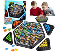 Triggle Board Game, Triangle Chain Strategy Board Game, Chain Triangle Chess Game, Triggle Rubber Elastic Band Board Games Brain Teaser Strategy Gam-e For Kids and Adults Family Party