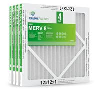 TRIGHTFILTERS 12x12x1 Air Filter 4 Pack, MERV 8 Pleated Dust Defense Air Filters Replacement Air Conditioner HVAC AC Furnace Filter, Durable and Lightweight