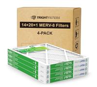 TRIGHTFILTERS 14x20x1 Air Filter 4 Pack, Durable MERV 8 Pleated Home HVAC AC Furnace Filters, Lightweight Compact Air Conditioner Filter Replacement