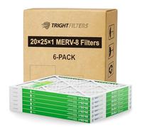 TRIGHTFILTERS 20x25x1 Air Filter MERV 8, Pleated HVAC AC Furnace Home Air Filters Replacement 6 Pack