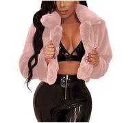 TRIGLICOLEUM Fur Coat Women's Fashionable Plain Short Faux Fur Jacket Faux Fur Coat Cuddly Fur Coat Thick Warm Winter Jacket Winter Fur Jacket Long Sleeve Winter Coat Fur Jacket Transition Jacket, #04