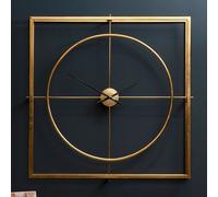 trigona square metal wall clock in gold frame