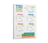 Trigonometry Cheat Sheet Poster,Math Poster, Graph of Trigonometric Functions Educational Chart Poster 20x30inch(50x75cm)