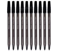 TriGrip Ballpoint Pens, BLACK, Medium Point (1.0mm), Pack of 10, Perfect Trio Grip, Smooth Biros Ball Pens, Everyday Pens for School Office Home Business Hospital Use, iZOFAX