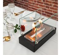 TriHome Tabletop Fire Pit, Portable Wood Table Top Firepit Bowl, Fireplace for Patio&Backyard Decor, Bioethanol Fire Place, Indoor&Outdoor S'mores Maker, Housewarming Gift, Small, Black