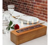 TriHome Tabletop Fire Pit, Portable Wood Walnut Table Top Firepit Bowl, Fireplace for Patio&Backyard Decor, Bioethanol Fire Place, Indoor&Outdoor S'mores Maker, Housewarming Gift, Small,Without Glass