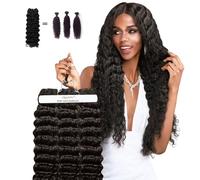 TRIIPPY Raw Cambodian Human Hair Curly Bundles,Deep Wave Bundles,Triple Lifespan Than Regular Virgin Hair,The Same Quality As Boutique Stores,No.1 Raw Hair Brand On Amazon(3 Bundles,26 26 26 Inches)