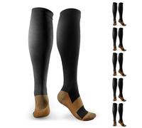TRIITECH 6 Pairs Copper Compression Socks for Women and Men, 15-20mmHg Best for Running, Hiking, Travel