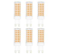 TRIJZHOU 8W G9 Led Light Bulbs, Equivalent to 80W Halogen, 220-240V 750lm Warm White 3000 Kelvin, Non-Dimmable No Flicker, G9 Energy Saving for Chandeliers 5-Pack