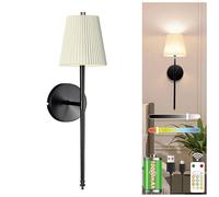 TRIJZHOU Battery Operated Wall Lights, 1 Pack, 10000mAh Large Battery Operated, 3 Colour Temperatures Dimmable for Bedroom Living Room Hallway, No Wires Installation, Black