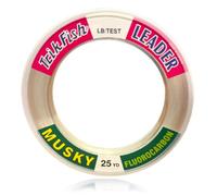 TrikFish Musky Leader Line - Musky Fishing Line - Fluorocarbon Leader for Freshwater Fishing - User-friendly Spool - Clear, Virtually Invisible Underwater - High Strength & Abrasion Resistance - 25 YD
