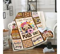 TRIKPTEY Pug Blanket, Pug Gifts Blanket for Women Kids, Pug Dog Gifts for Pug Lovers, Pug Lover Gifts Blankets, Cute Dog Print Soft Plush Pug Blanket for Living Room Bed Sofa Couch 60”x50”