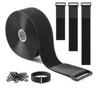 Trilancer 5cm x 5m Heavy Duty Hook and Loop Straps with 15 Buckles - Adjustable, Cut-to-Length, Reusable Cinch Straps for Securing Cables, Hoses, Pipes, and More