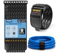 Trilancer Elastic Cinch Straps with Anti-Slip & Easy-Pull Tab, 30cm x 3.8cm (8 Pack) Multipurpose Hook and Loop Bundling Stretchy Straps for Extension Cords, Cables, Ropes, Hoses, Bike,RV,Boat, Garden