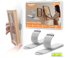 Trilancer Picture Hanging Strips Heavy Duty, 30 Pairs (60 Strips, Large) Damage-Free Adhesive Wall Hanging Strip for Picture Frame,Wall Art, Decoration,No Nail or Tool,Clean Removal for Smooth Surface