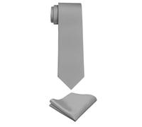 trilece Men's Necktie and Pocket Square Set - Tie with Matching Handkerchief for Weddings, Formal Events, Business Accessory, Light Grey, Standard