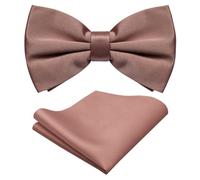 trilece Mens Solid Color Formal Pre Tied Bow Ties and Pocket Square Sets - Mens Bowties Bow Tie Sets, Rose Gold, Standard