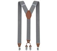 Trilece Suspenders for Men, Adjustable Unisex Y Back Costume Tuxedo Dress Wedding Suspenders Strong Clips, Light Grey, Standard