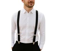 Trilece Suspenders for Men and Women Adjustable Elastic Y Back Style Suspender Strong Clips (Black)