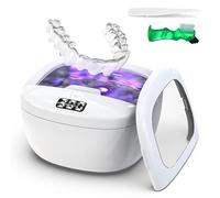 Triler Ultrasonic Retainer Cleaner Machine, Portable 45kHz Dental Appliance Cleaner with 2 Timer Modes and 3000mAh Rechargeable Battery for Dentures, Braces and Mouth Guards (BrightWhite)