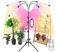 TriLine LED Grow Light Full Spectrum for Indoor Plants, Grow Lamp with Adjustable Tripod&Remote for Seeds Seedlings Succulents Vegetables, 10 Dimmable Brightness, 4/8/12H Timer, 3 Switch Modes