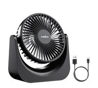 TRILINK Small USB Desk Fan - 5-Speed Mini Table Fan with Adjustable Tilt, Ultra Quiet, USB Powered, Portable Cooling Fan for Home, Desktop, Bedroom, Bed, Office, Travel, and Camping (Black)