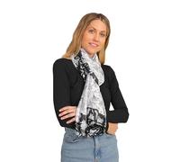 Trillion London® Scarf For Women | Lightweight Ladies Scarves | Shawl Wraps | Head Scarf | Gifts for Women | Designer Prints | 100% Factory Made Smooth and Soft Silk | Floral Print| Black & White