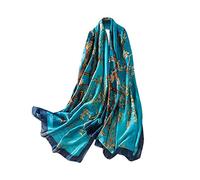 Trillion London® Spring Collection | Blue Floral Silk Neck Scarf For Women | Ladies Lightweight Scarves | Shawl Wraps | Suitable for Daily Life, Gifting | Smooth Soft Finish | Size - 180cm*90cm