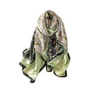 Trillion London® Spring Collection | Green Floral Print Silk Neck Scarf For Women | Ladies Lightweight Scarves | Shawl Wraps |Suitable for Daily Life, Gifting | Smooth Soft Finish|Size-180cm*90cm