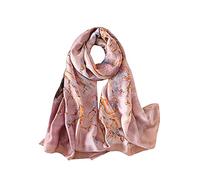 Trillion London® Spring Collection | Lilac Floral Print Silk Neck Scarf For Women | Ladies Lightweight Scarves | Shawl Wraps |Suitable for Daily Life, Gifting|Smooth Soft Finish | Size-180cm*90cm