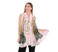Trillion London® - Spring Collection | Pink & Gray Floral Printed Scarves | Silk Neck Scarf For Women | Ladies Lightweight Scarves | Shawl Wraps | Head Scarf | Gifts for Women | Size - 180cm * 90cm