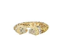 Trillion London Two-Headed Lion Crystal Embellished Cheetah Cuff Bracelets Bangles | Stylish Party & Wedding Accessories for Women | Gold Plated with Sparkling Crystals (Golden)