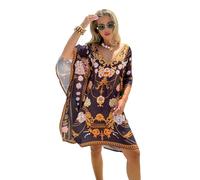 Trillion London Women's Viscose Cotton Kaftan Beach Cover Up Maxi Dress | Bikini & Swim Cover Up | Holidays Loungewear | Women Swimwear | UK 6 to 14 Black Brown