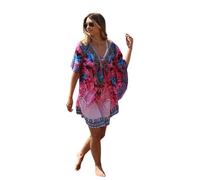 Trillion London Women's Viscose Cotton Kaftan Beach Cover Up Maxi Dress | Bikini & Swim Cover Up | Holidays Loungewear | UK 6 to 14