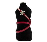 Trilly Tutti Brilli Omerg Leash with Chain And Rivet Swarovski/Fabric Snowflake, Red Patent, 20 mm