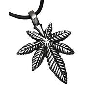 Trilogy Jewelry Pewter Medical Marijuana Pot Leaf Pendant on Leather Necklace, Pewter, No Gemstone