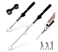TRILVIX Retractable Golf Swing Training Aid, Portable Grip Trainer with Click Feedback, Right-Handed Golf Training Aid with Arm Band, for Chipping Hitting, Strength & Tempo, Golf Accessories for Men