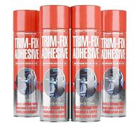 Trim Fix High Temp Spray Adhesive 4 x 500ml, Headliner & Carpet Glue | Heat Resistant to 110°C | Covers Approx 8m² | Bonds Fabric, Foam, Vinyl, Leather & Plastics | Dries Clear, Water Resistant