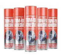 Trim Fix High Temp Spray Adhesive 5 x 500ml, Headliner & Carpet Glue | Heat Resistant to 110°C | Covers Approx 10m² | Bonds Fabric, Foam, Vinyl, Leather & Plastics | Dries Clear, Water Resistant