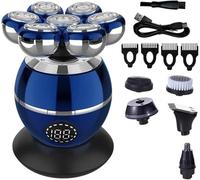 Trim Pod 3.0 The Ultimate Shaver for Men, 7d Floating Heads Head Shaver, IPX7 Waterproof with 7 Rotating Shaver Heads,Wireless Charging (Blue)