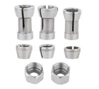 Trim Router Chucks Conversion Kits 8 Pieces Multiple Size Collets 6mm 8mm Secure Grip 44g Secure Grip Design Multi Compatible Router Bit Collet
